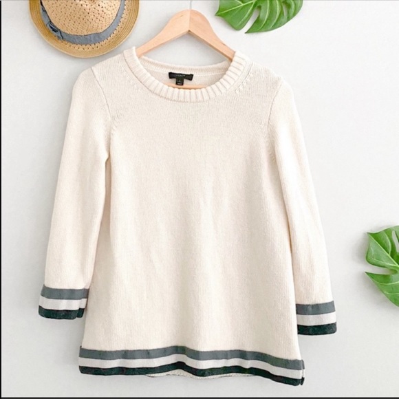 J. Crew Sweaters - J. CREW Striped Hem Pullover Sweater Ivory SMALL